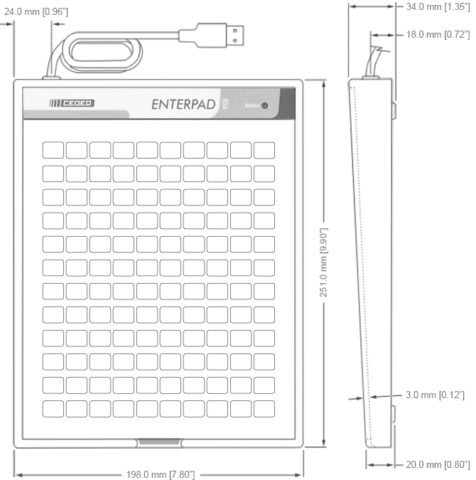 Enterpad P120 Overall Dimensions
